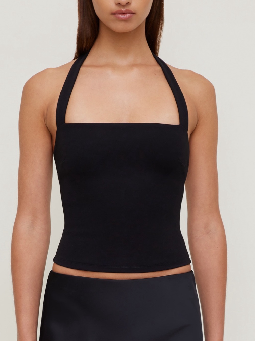 Dynamite Square Neck Tie Halter Top Black